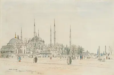 Martinus Rørbye (1803-1848) Moskeen Acmette paa Hippodromen i Constantinopel