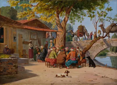 Martinus Rørbye (1803-1848) Karavanebroen ved Smyrna, ca. 1837 Olie på lærred